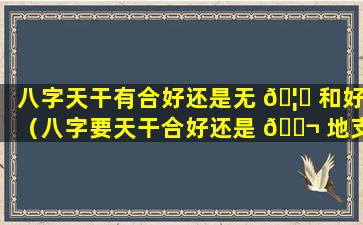 八字天干有合好还是无 🦁 和好（八字要天干合好还是 🐬 地支合好）